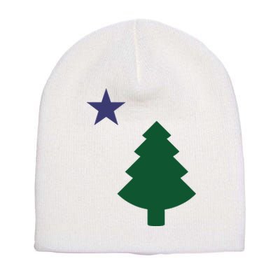 Old Maine State Flag 1901 Pine Tree Star Short Acrylic Beanie