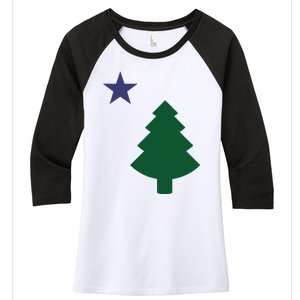 Old Maine State Flag 1901 Pine Tree Star Women's Tri-Blend 3/4-Sleeve Raglan Shirt