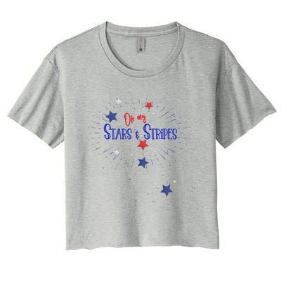 Oh My Stars And Stripes July 4th Funny Gift Women's Crop Top Tee