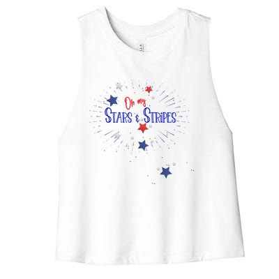 Oh My Stars And Stripes July 4th Funny Gift Women's Racerback Cropped Tank