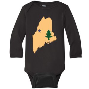 Original Maine State Flag Gift Northern New England Dirigo Baby Long Sleeve Bodysuit