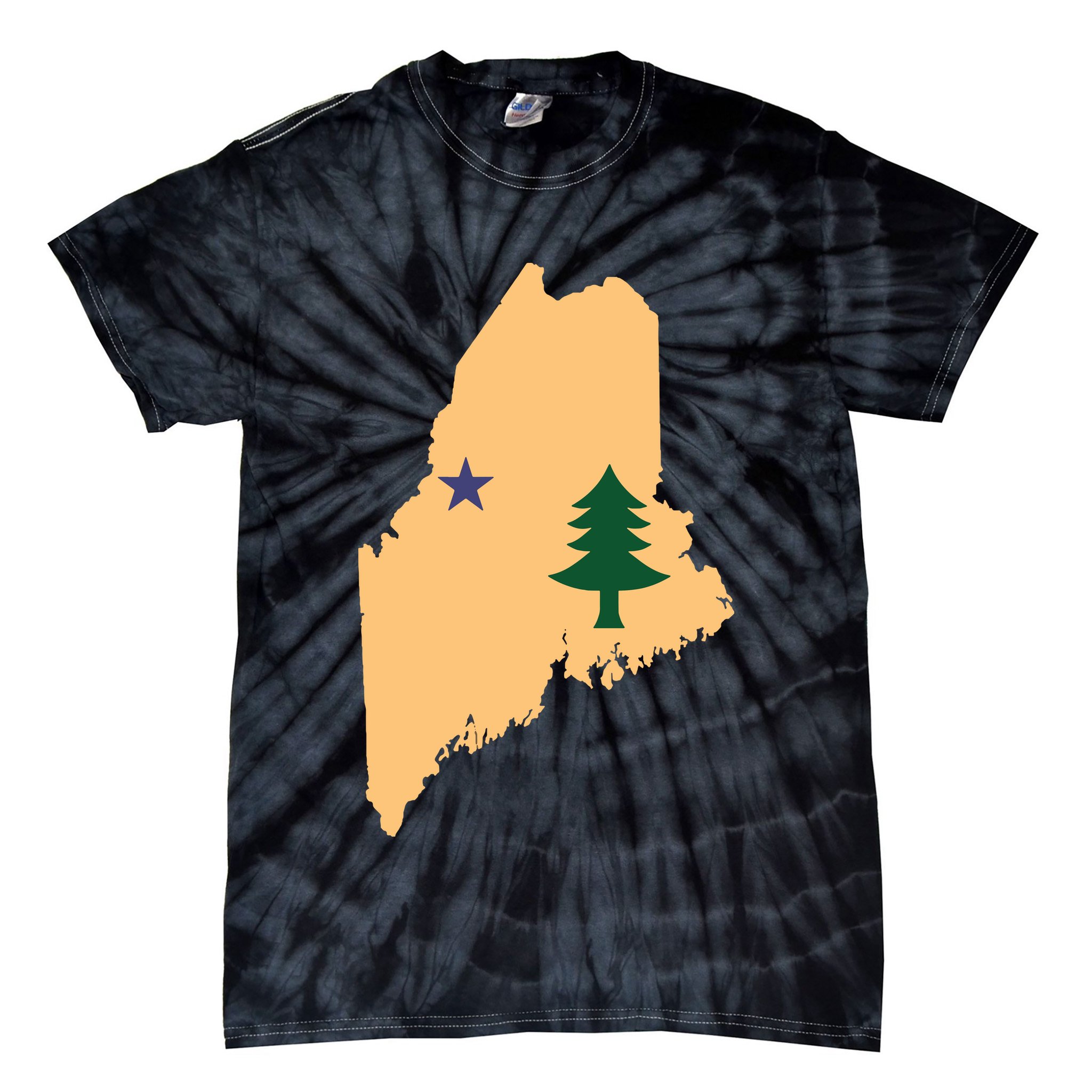 Original Maine State Flag Gift Northern New England Dirigo Tie-Dye T-Shirt