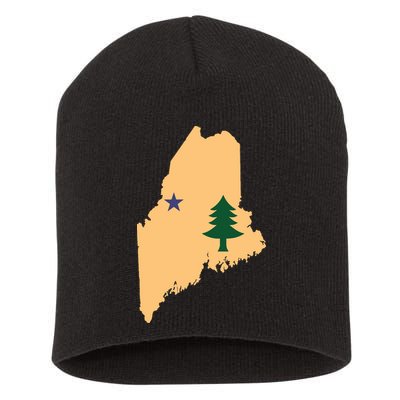 Original Maine State Flag Gift Northern New England Dirigo Short Acrylic Beanie