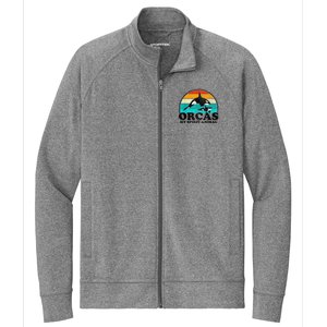 Orcas My Spirit Animal Orca Whale Retro Sunset Sea Stretch Full-Zip Cadet Jacket