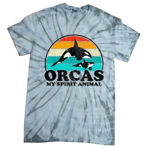 Orcas My Spirit Animal Orca Whale Retro Sunset Sea Tie-Dye T-Shirt