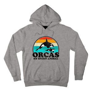 Orcas My Spirit Animal Orca Whale Retro Sunset Sea Tall Hoodie