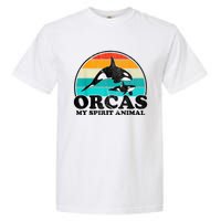 Orcas My Spirit Animal Orca Whale Retro Sunset Sea Garment-Dyed Heavyweight T-Shirt