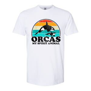 Orcas My Spirit Animal Orca Whale Retro Sunset Sea Softstyle CVC T-Shirt