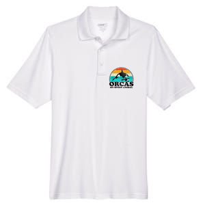 Orcas My Spirit Animal Orca Whale Retro Sunset Sea Men's Origin Performance Pique Polo