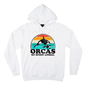 Orcas My Spirit Animal Orca Whale Retro Sunset Sea Hoodie