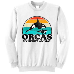 Orcas My Spirit Animal Orca Whale Retro Sunset Sea Sweatshirt