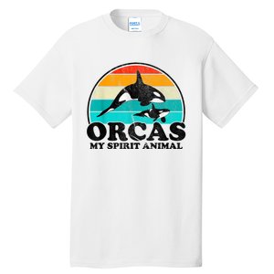 Orcas My Spirit Animal Orca Whale Retro Sunset Sea Tall T-Shirt