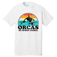 Orcas My Spirit Animal Orca Whale Retro Sunset Sea Tall T-Shirt