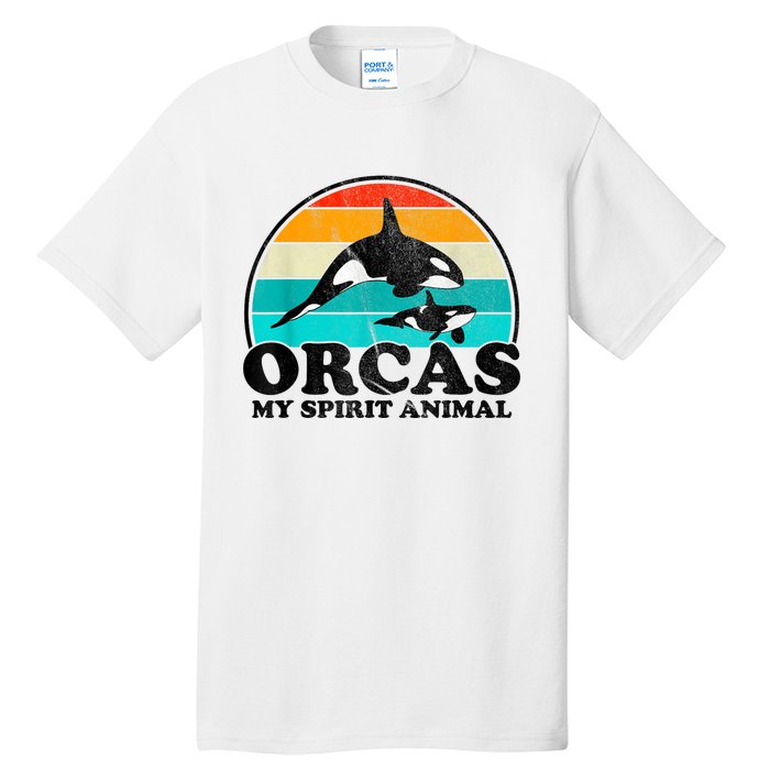 Orcas My Spirit Animal Orca Whale Retro Sunset Sea Tall T-Shirt