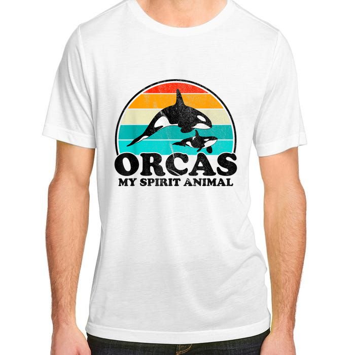 Orcas My Spirit Animal Orca Whale Retro Sunset Sea Adult ChromaSoft Performance T-Shirt