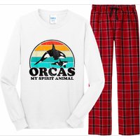 Orcas My Spirit Animal Orca Whale Retro Sunset Sea Long Sleeve Pajama Set