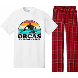 Orcas My Spirit Animal Orca Whale Retro Sunset Sea Pajama Set