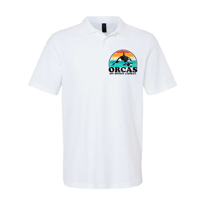 Orcas My Spirit Animal Orca Whale Retro Sunset Sea Softstyle Adult Sport Polo