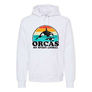 Orcas My Spirit Animal Orca Whale Retro Sunset Sea Premium Hoodie