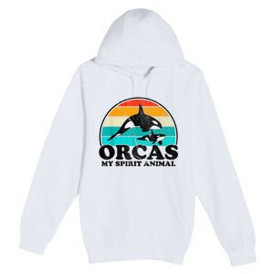 Orcas My Spirit Animal Orca Whale Retro Sunset Sea Premium Pullover Hoodie