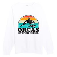 Orcas My Spirit Animal Orca Whale Retro Sunset Sea Premium Crewneck Sweatshirt