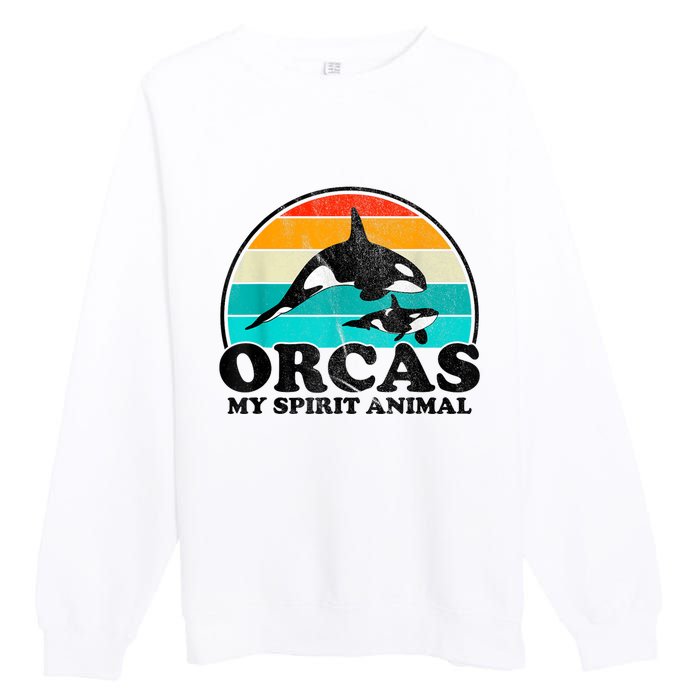 Orcas My Spirit Animal Orca Whale Retro Sunset Sea Premium Crewneck Sweatshirt