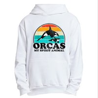 Orcas My Spirit Animal Orca Whale Retro Sunset Sea Urban Pullover Hoodie