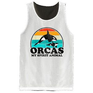 Orcas My Spirit Animal Orca Whale Retro Sunset Sea Mesh Reversible Basketball Jersey Tank