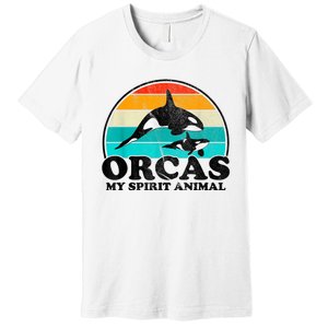 Orcas My Spirit Animal Orca Whale Retro Sunset Sea Premium T-Shirt