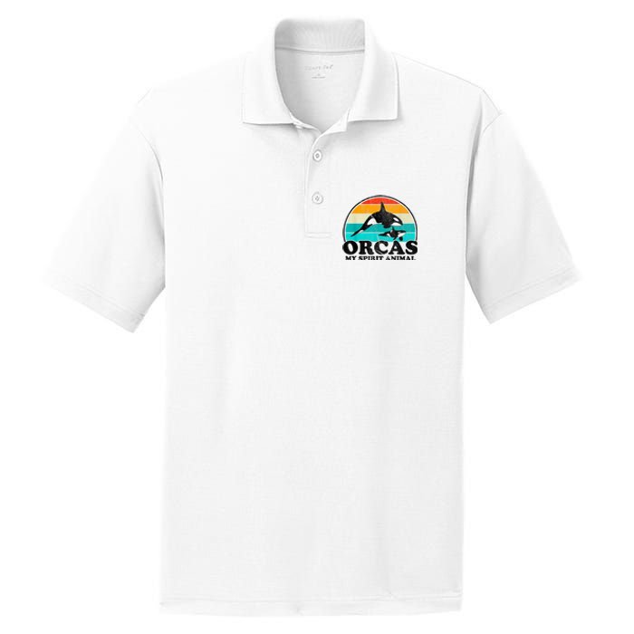 Orcas My Spirit Animal Orca Whale Retro Sunset Sea PosiCharge RacerMesh Polo