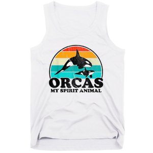 Orcas My Spirit Animal Orca Whale Retro Sunset Sea Tank Top