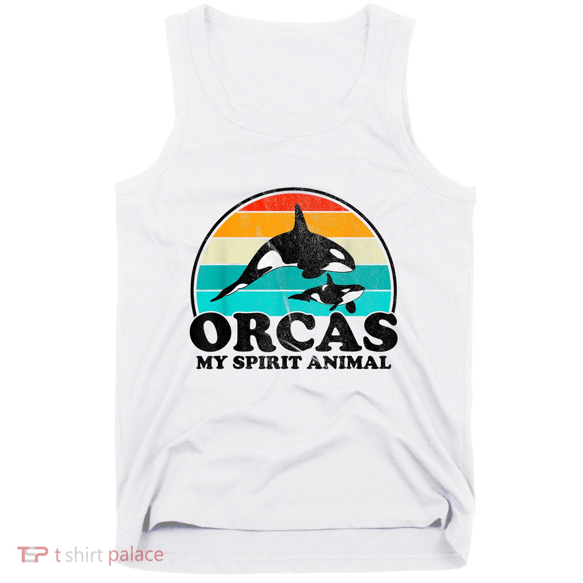 Orcas My Spirit Animal Orca Whale Retro Sunset Sea Tank Top