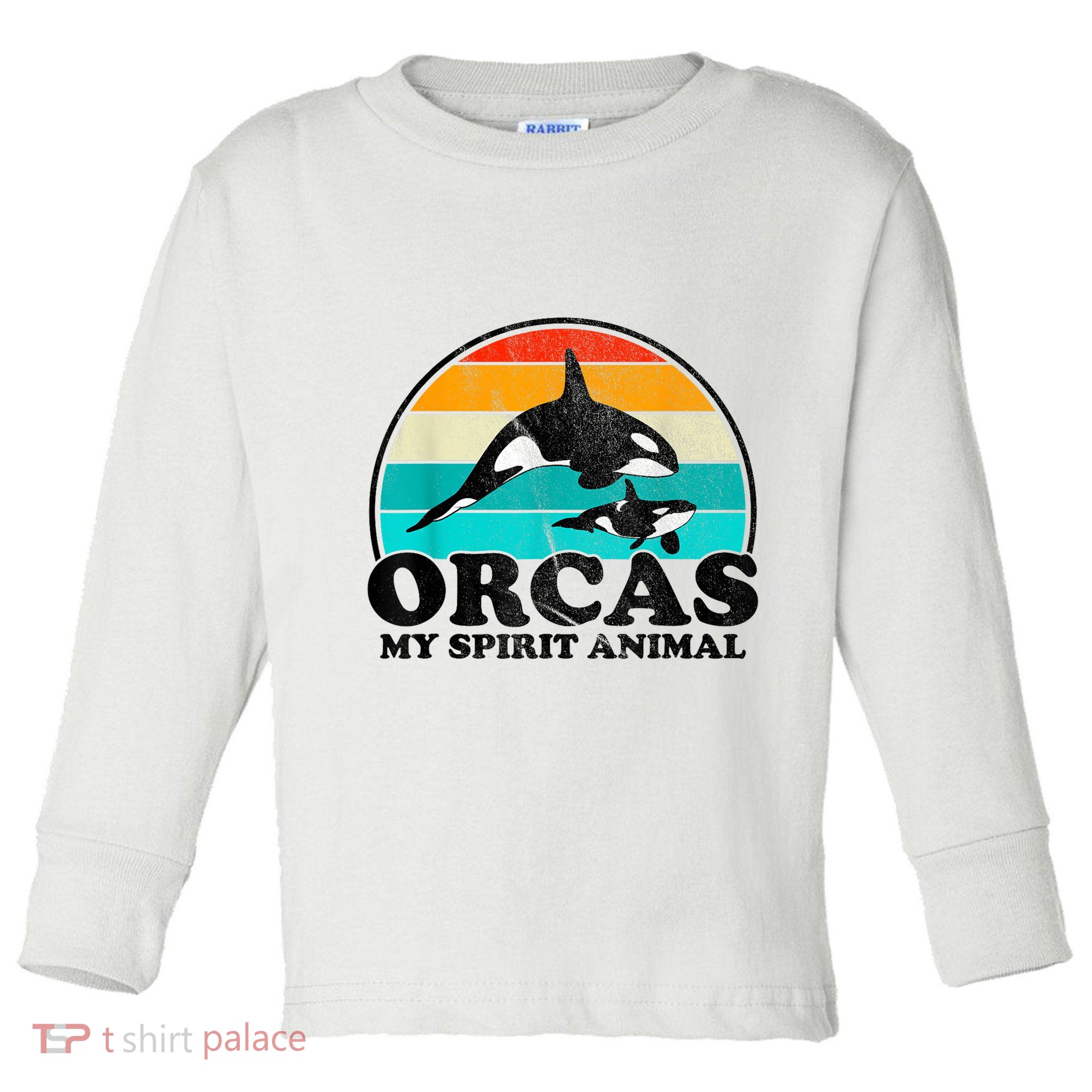 Orcas My Spirit Animal Orca Whale Retro Sunset Sea Toddler Long Sleeve Shirt