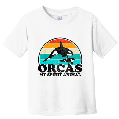 Orcas My Spirit Animal Orca Whale Retro Sunset Sea Toddler T-Shirt