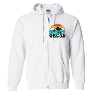 Orcas My Spirit Animal Orca Whale Retro Sunset Sea Full Zip Hoodie