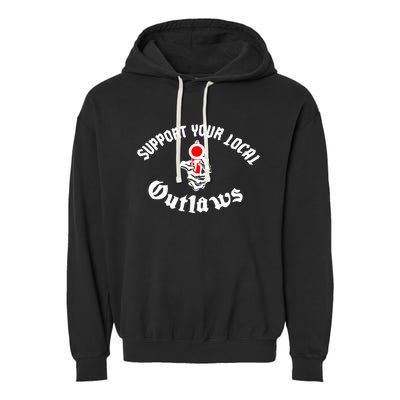 Outlaw Mc Support Garment-Dyed Fleece Hoodie