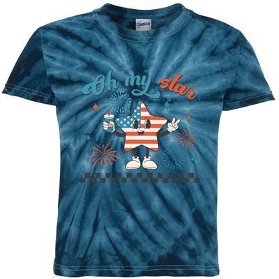 Oh My Stars 4th Of July Independence Memorial Day Patriotic Gift Kids Tie-Dye T-Shirt