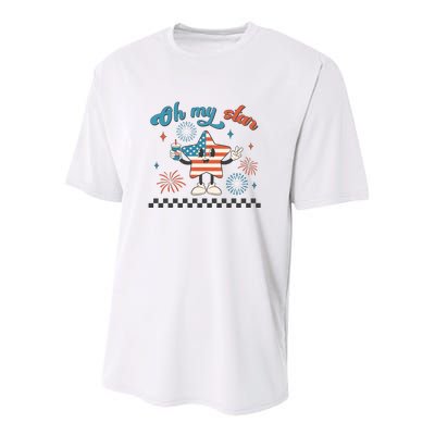 Oh My Stars 4th Of July Independence Memorial Day Patriotic Gift Youth Performance Sprint T-Shirt