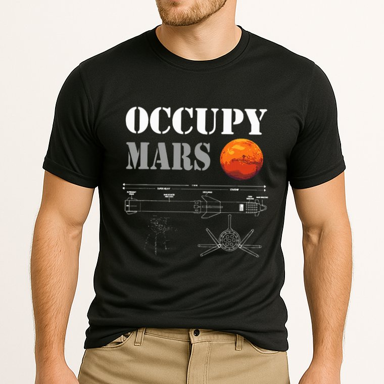 Occupy Mars Starship Rocket Cooling Performance Crew T-Shirt