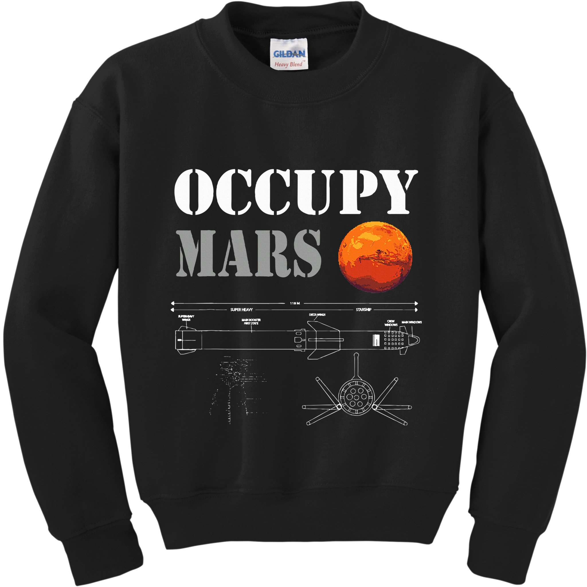 Occupy Mars Starship Rocket Kids Sweatshirt
