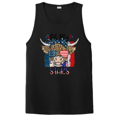 Oh My Stars Cow Highland Cow With 4th July American Flag Gift PosiCharge Competitor Tank