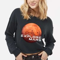 Occupy Mars Space X Exploration Space Cropped Pullover Crew