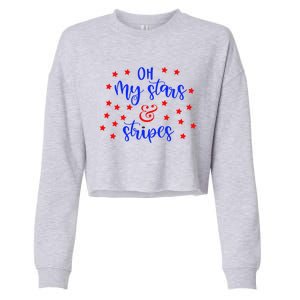 Oh My Stars And Stripes Nice Patriotic Everyday Graphictops Gift Cropped Pullover Crew