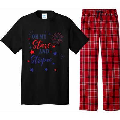 Oh My Stars And Stripes Tee July 4th Patriotic Fireworks Gift Pajama Set