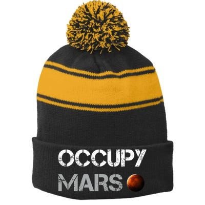 Occupy Mars Space Explorer Stripe Pom Pom Beanie