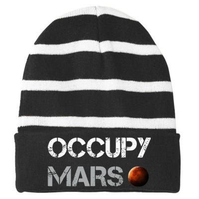 Occupy Mars Space Explorer Striped Beanie with Solid Band