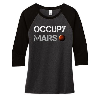 Occupy Mars Space Explorer Women's Tri-Blend 3/4-Sleeve Raglan Shirt