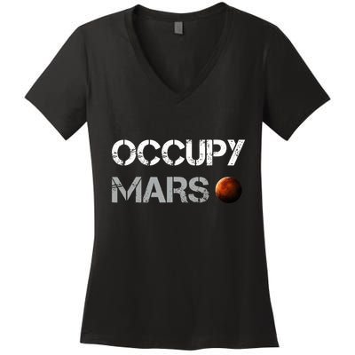 Occupy Mars Space Explorer Women's V-Neck T-Shirt
