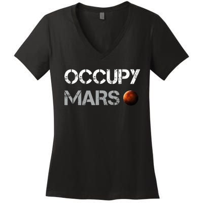 Occupy Mars Space Explorer Women's V-Neck T-Shirt