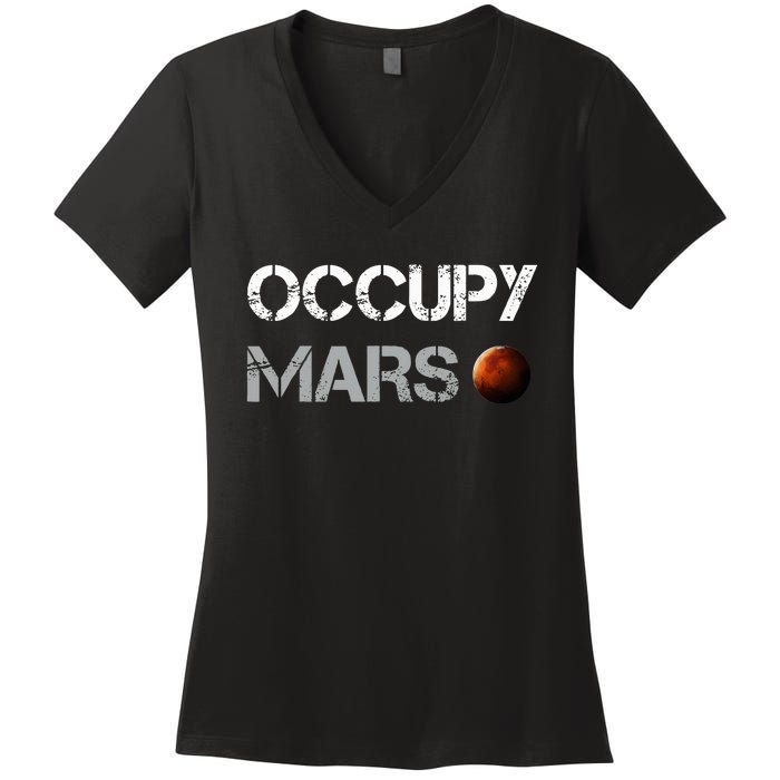 Occupy Mars Space Explorer Women's V-Neck T-Shirt